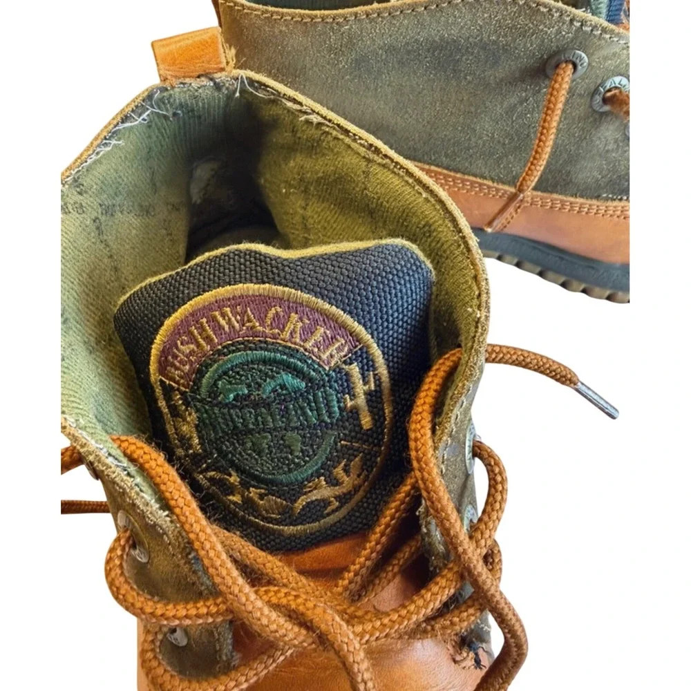 Flawed Gems! Buffalo Bushwacker Leather Hiking Boots Tan Olive Green 8D 3684-08
